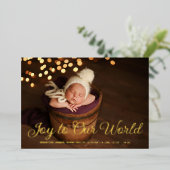 Joy Christmas Photo Foil Baby Faire-part (Debout devant)