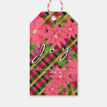 Joy Christmas Poinsettia Plaid Business Logo Gift