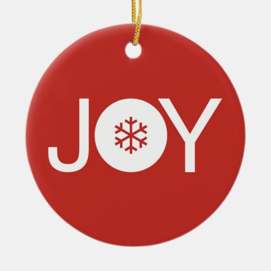 Joy Christmas Red Ceramic Ornament (Voorkant)