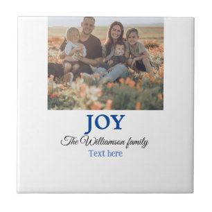 Joy Christmas voeg familienaam toe foto vakantie c Tegeltje