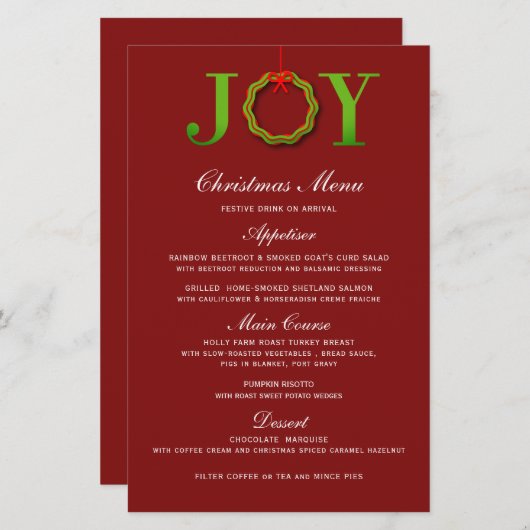 JOY CHRISTMAS WREATH | MENU NOËL (Devant / Derrière)