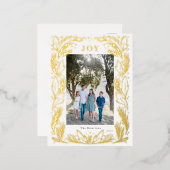 Joy Christmas Wreath Photo Foil Gold Carte postale (Recto/Verso)