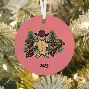 Joy Country Ginger Brood Man Kerstmis Metalen Ornament