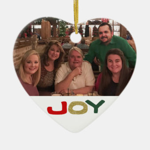 Joy Custom 2-side Family-fotokerstmis Keramisch Ornament