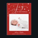 Joy Cute Script Photo Faire-part de naissance de N<br><div class="desc">Jolie flocon de neige calligraphie photo carte de Noël faire-part de naissance. Facile à personnaliser avec vos détails. Contactez-moi par conversation si vous avez des questions sur l'oeuvre ou avez besoin d'une personnalisation. VEUILLEZ NOTER : Pour obtenir de l'aide sur les commandes, l'expédition, l'information sur les produits, etc., contactez le...</div>