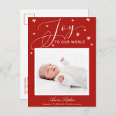 Joy Cute Script Photo met kerstfeest aankondiging (Voorkant / Achterkant)
