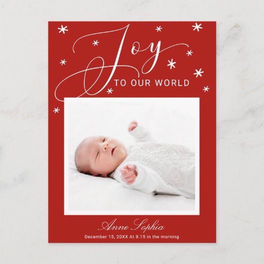Joy Cute Script Photo met kerstfeest aankondiging (Voorkant)