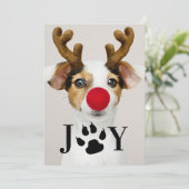 Joy Dog Empreinte de patte Carte photo de Noël (Debout devant)