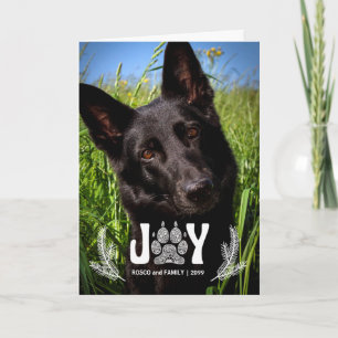 Joy Dog Paw Print en Pines Pet Lover Feestdagen Kaart