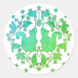 Joy Écureuils avec Sticker d'art animal Fleurs