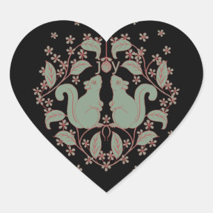 Joy Eekhoorns met Bloemen Dierlijke Kunst Hart Sti Sticker