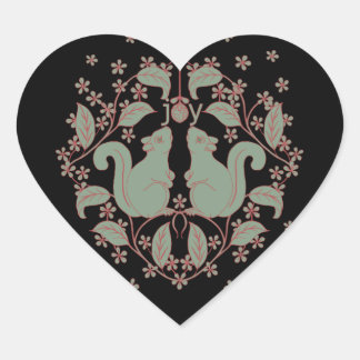 Joy Eekhoorns met Bloemen Dierlijke Kunst Hart Sti Sticker