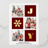 JOY Elegant Gold Snowflakes Moderne Script Photo Folie Feestdagenkaart (Voorkant)