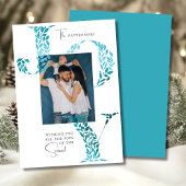 Joy Elegant Kerstmis Bloemen Typografie Foto Feestdagenkaart