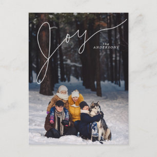 Joy Elegant Script met gezinsfoto Feestdagenkaart