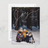 Joy Elegant Script met gezinsfoto Feestdagenkaart (Voorkant / Achterkant)