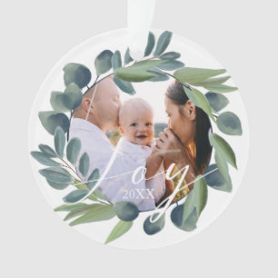Joy Elegant Waterverf Winter Foliage Wreatfoto Ornament