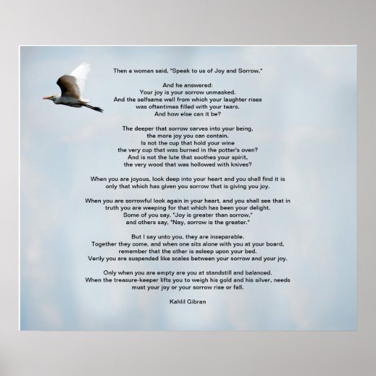 Joy en Sorrow van Kahlil Gibran Poster (Voorkant)