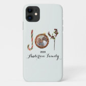 Joy familienaam en foto in kerstversiering Case-Mate iPhone case (Achterkant)