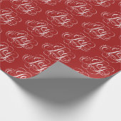 JOY Fancy Bloeiende Kerstmis Kalligrafie Rood Cadeaupapier (Hoek)