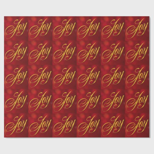 Joy Faux Gold Foil met kerstmis Red Bokeh-script Cadeaupapier (Vlak)