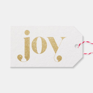 Joy Faux Gold Glitter Typografie   feestdag Cadeaulabel