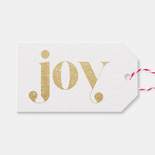 Joy Faux Gold Glitter Typografie | feestdag Cadeaulabel (Voorkant (Horizontaal))