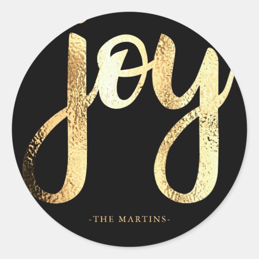 Joy Faux Gold Typografie Kerst sticker (Voorkant)
