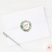 Joy - Feestelijke Kerstkrans Familienaam Ronde Sticker (Envelop)