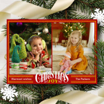 JOY Feestelijke Rode Gouden Script Eenvoudige Foto