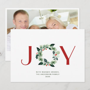 JOY Festieve Hulst Bes Kranz Kerst Groet  Feestdagenkaart