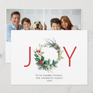 JOY Festieve Hulst Bes Kranz Kerst Groet Feestdagenkaart