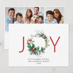 JOY Festieve Hulst Bes Kranz Kerst Groet Feestdagenkaart