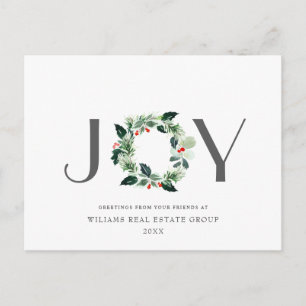 Joy Festive Holly Berry kerstgroet Holiday Briefkaart