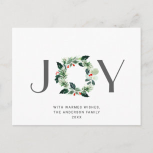 JOY Festive Holly Berry kerstgroet Holiday Briefkaart