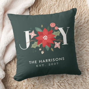 Joy Flourish Custom Floral Coussin - Vert