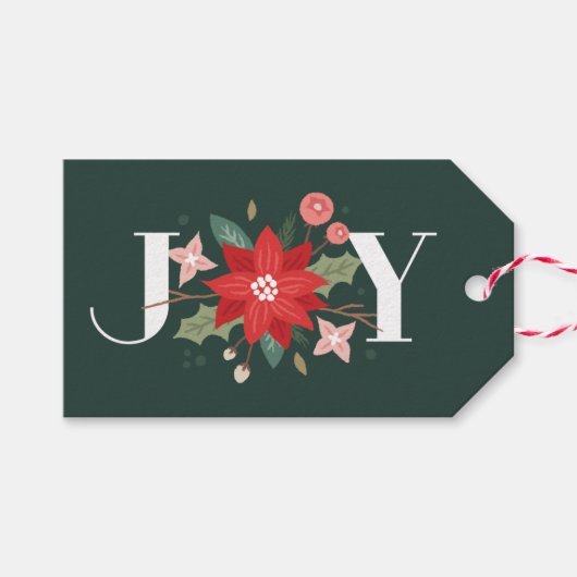 Joy Flourish Gift Label - Pine Cadeaulabel (Voorkant (Horizontaal))