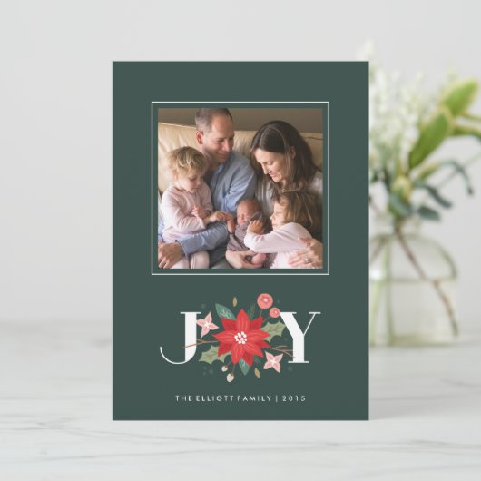 Joy Flourish Label Holiday Kaart - Pine (Staand voorkant)