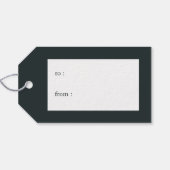 JOY Foliage & Berry Navy Blue Christmas GIft Label Cadeaulabel (Achterkant Horizontaal)