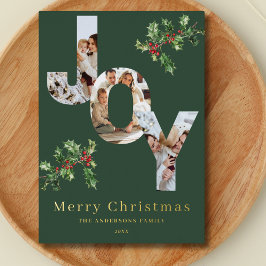 JOY foto template groen Kerst folie kaart