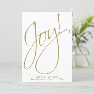 Joy! Foto van de minimale Gold & White-reeks Feestdagenkaart