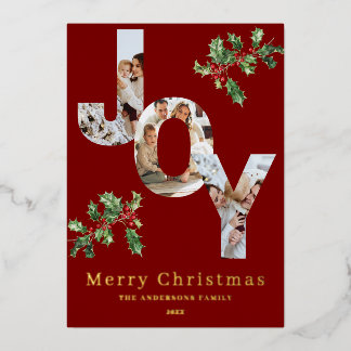 JOY fototemplate rode folie kerstkaart Feestdagenkaart