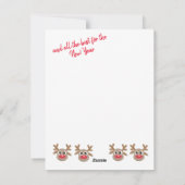 JOY Fun Schattige 3 Foto Cartoon Rendier Rood Groe Feestdagenkaart (Achterkant)