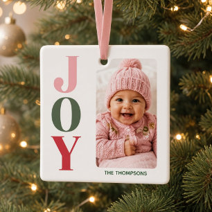 JOY Gepersonaliseerde Familie Foto Moderne Kerstmi Keramisch Ornament