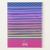 Joy gepersonaliseerde naam roze bloemenstreep planner (Achterkant)