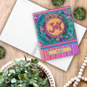 Joy gepersonaliseerde naam roze bloemenstreep planner