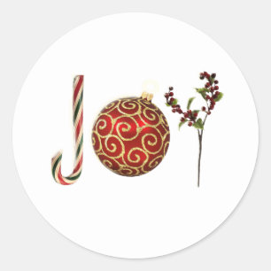Joy gepersonaliseerde snoeprietversiering heilig ronde sticker