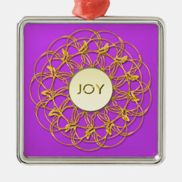JOY Geschreven in Lace Geometric Gold Design Metalen Ornament