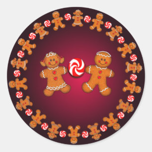 JOY, GINGERBREAD KINDEREN & SNOEP van SHARON SHARP Ronde Sticker