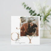 Joy Gold dusty blue greenery kerstfotokaart (Staand voorkant)